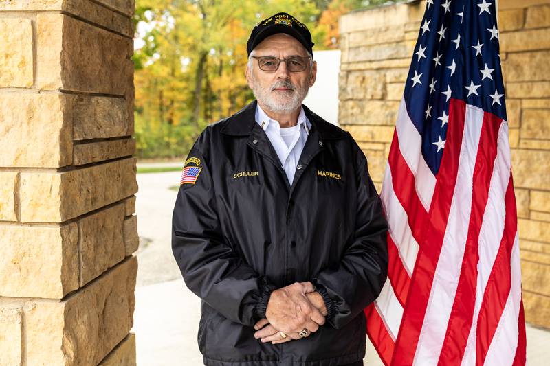 Veteran Steve Schuler is a member of the memorial squads of Wilmington VFW 5422 and the Abraham Lincoln National Cemetery, where this photo was taken on Oct. 22, 2025.