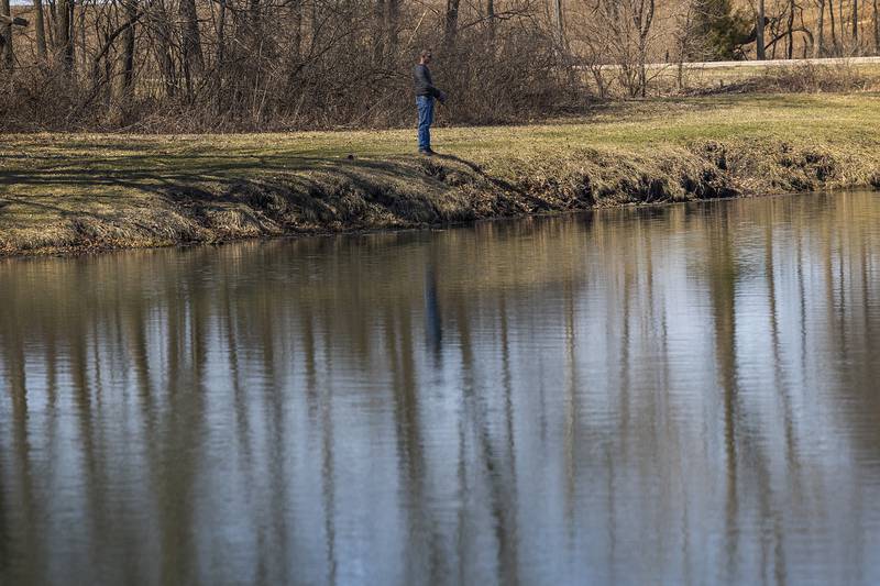 A fisherman tries his luck Saturday, March 21, 2026, at Franklin Creek State Park on a warm weather afternoon. Locals got outside to hike, fish and picnic to enjoy the mild temperatures.
