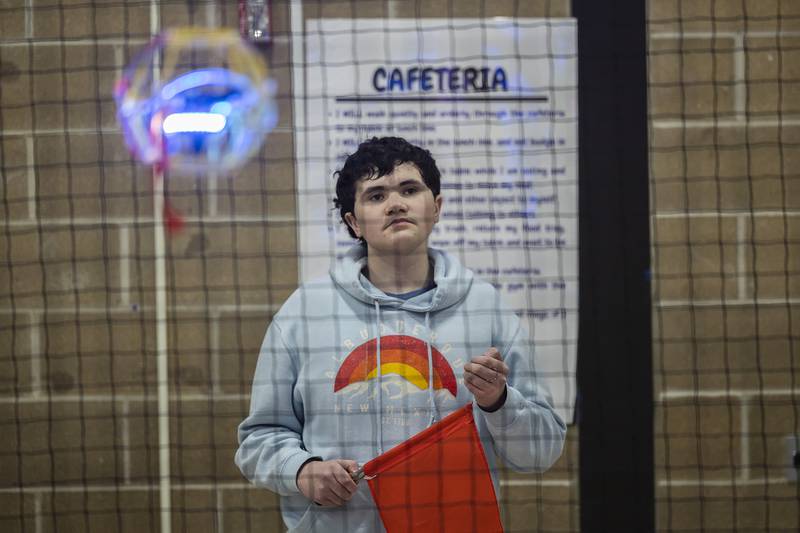 Asher Bollman watches closely for a drone score Wednesday, Jan. 22, 2025. Each match ran five minutes long.
