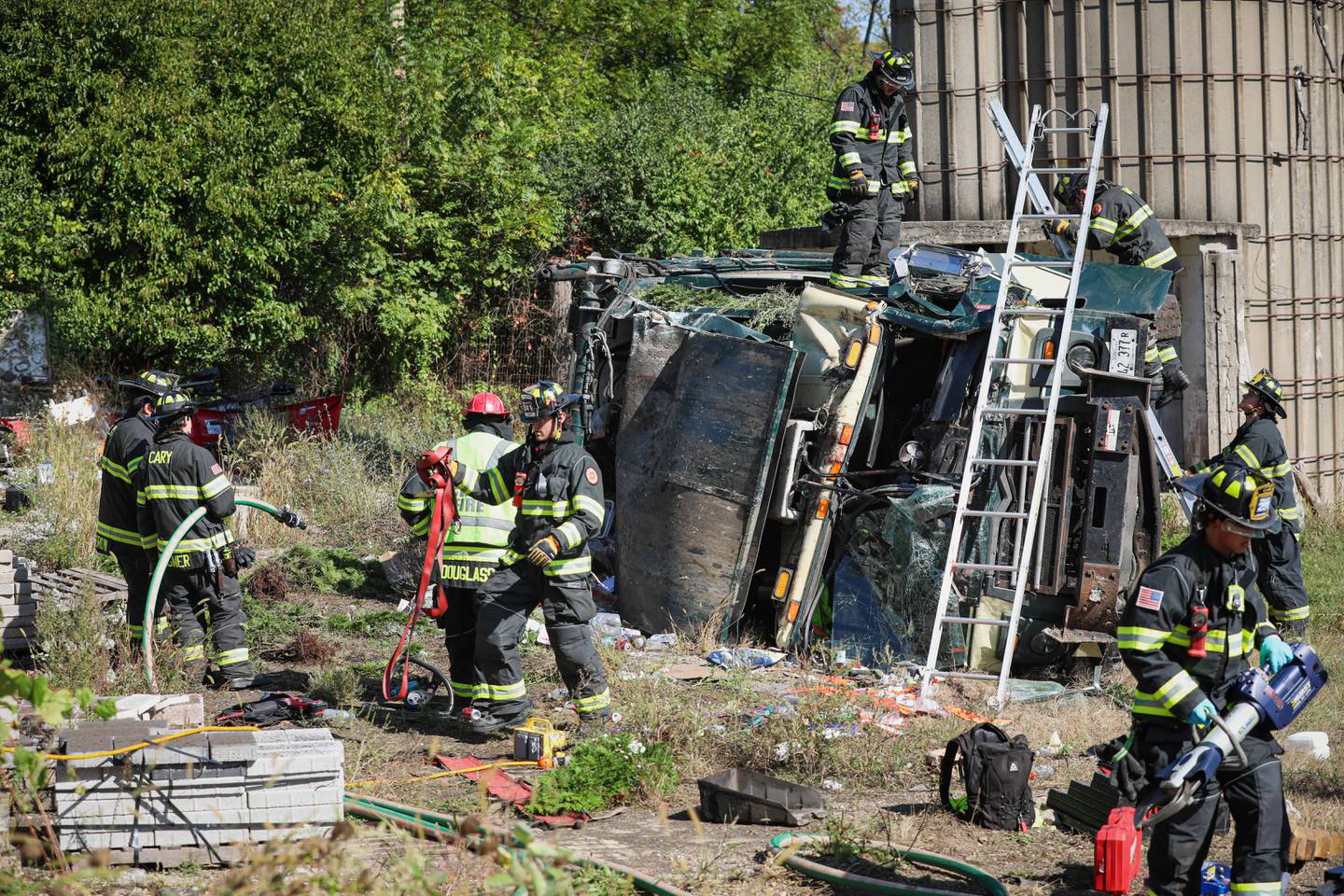 Cary Fire Protect District firefighters were called at 10:41 a.m. Friday, Sept. 26, 2025,  to Cary Algonquin Road at Klasen Road for a single-vehicle crash involving a garbage truck. The driver was taken to an area hospital with injuries not considered life-threatening, officials said.