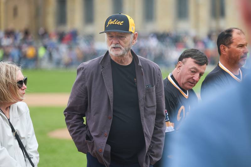Actor and co-owner of the Joliet Slammers Bill Murray attends the Joliet Slammers preseason game at the Old Joliet Prison on Thursday, April 29, 2026 in Joliet.