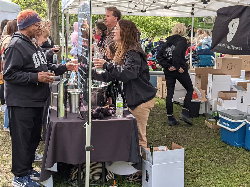 August Hill Winery was one of the wineries at the Wine on the Fox festival in downtown Oswego on May 2, 2026.