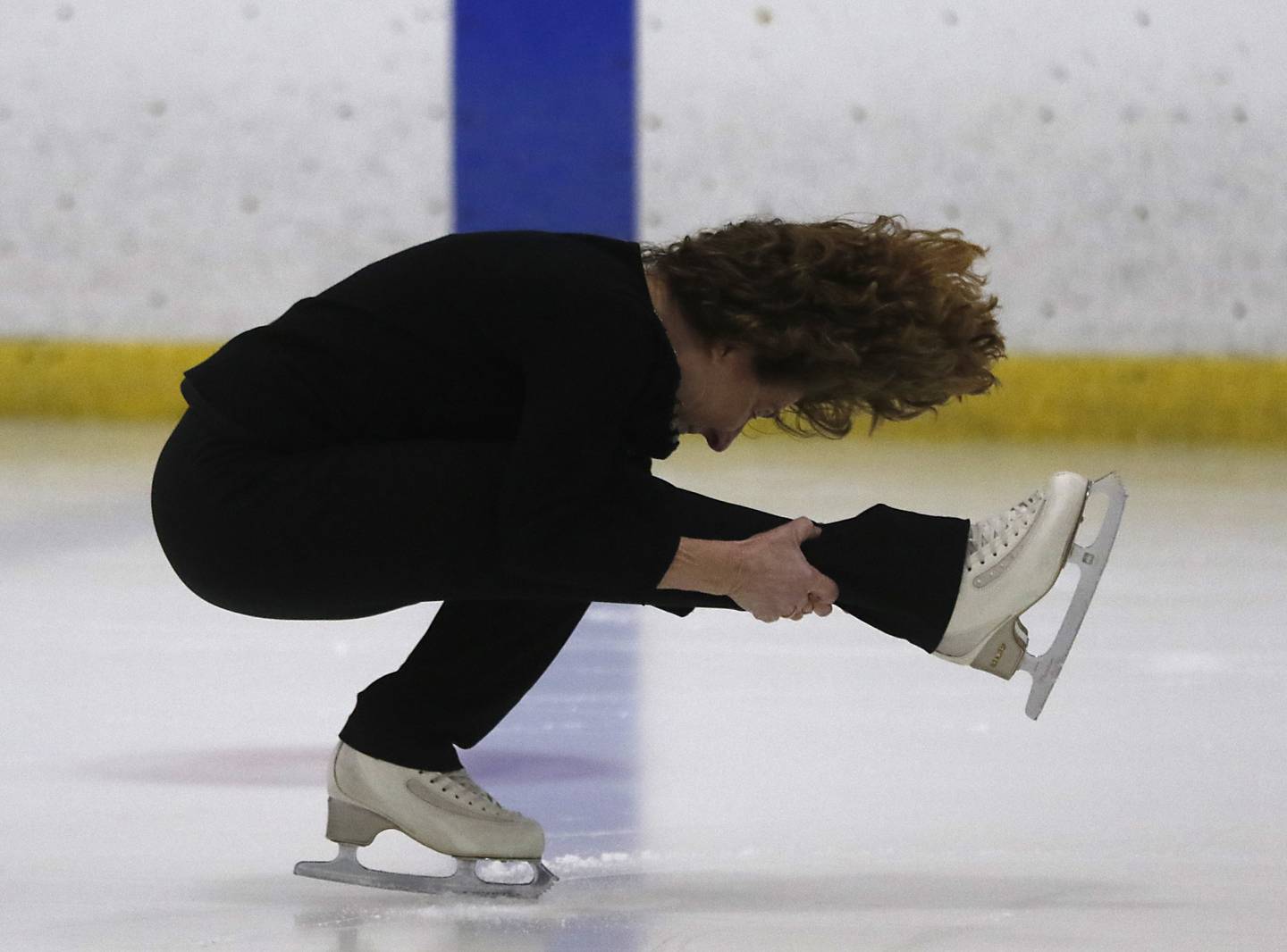 Cindy Clay Crouse, 66, skates Tuesday April 23, 2024, at the Crystal Lake Ice House. She recently placed second in a national adult figure skating competition in Cleveland earlier this month.