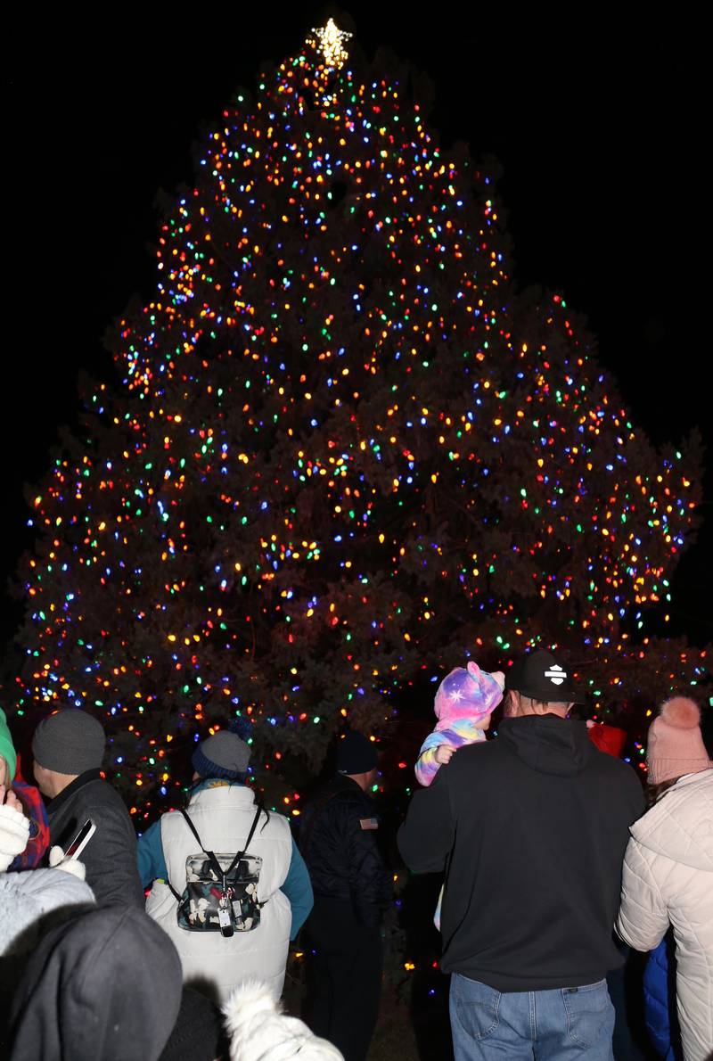 A crowd gathered for the Sugar Grove Holiday Tree Lighting Ceremony on Friday, Dec. 6, 2024 in Sugar Grove.