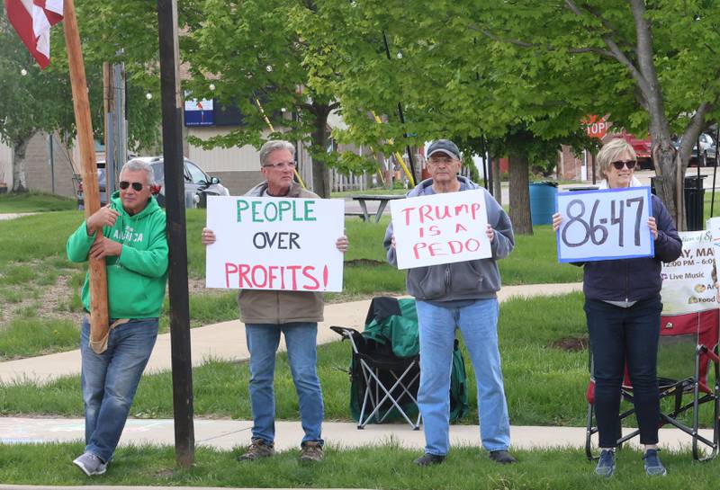 Protesters gather for the Workers Over Billionaires rally on Friday, May 1, 2026 at Rotary Park in Princeton.