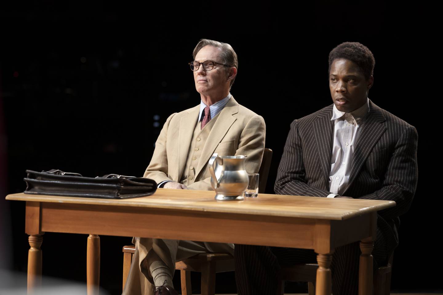 Richard Thomas (Atticus Finch, from left) and Yaegel T. Welch (Tom Robinson).