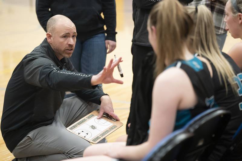 Woodstock North girls basketball head coach Mike Lewis during their game against Johnsburg on Tuesday, February 8, 2022 at Johnsburg High School.