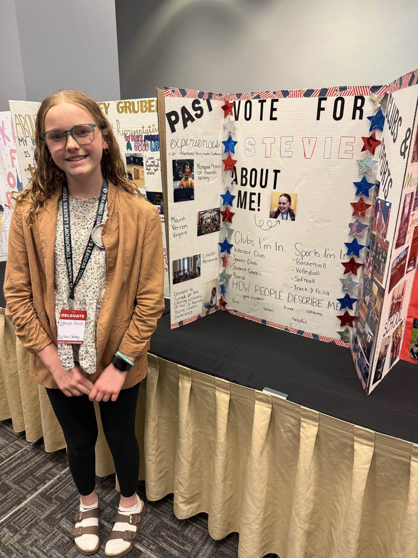 Bureau Valley Junior High's Stevie Davis was elected as one of seven 7th grade students for Northwest District representative in the state during the Illinois Junior High Student Council State Convention on April 17-18 in Springfield.