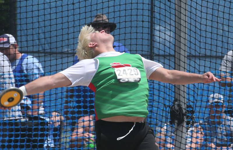 L-P's Ricardo Santiago throws discus during the IHSA Class 2A Boys Track & Field State Finals on Saturday, May 31, 2025 at Eastern Illinois University in Charleston.