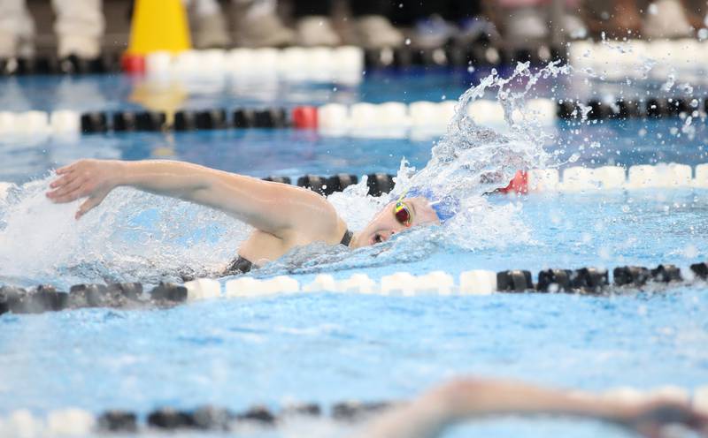 St. Charles North’s Kate Farrell competes in the 200-yard individual medley championship heat during the IHSA Girls State Championships on Saturday, Nov. 16, 2024 at FMC Natatorium in Westmont.