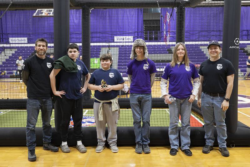 Reagan’s second team, the Skyfire, took third in the District tournament Saturday, Feb. 24, 2024. Pictured: Coach Charlie Bishop, Asher Bollman, Dante Grove, JR Kenney-Oles, Finley Morgan and coach Nick Haws.