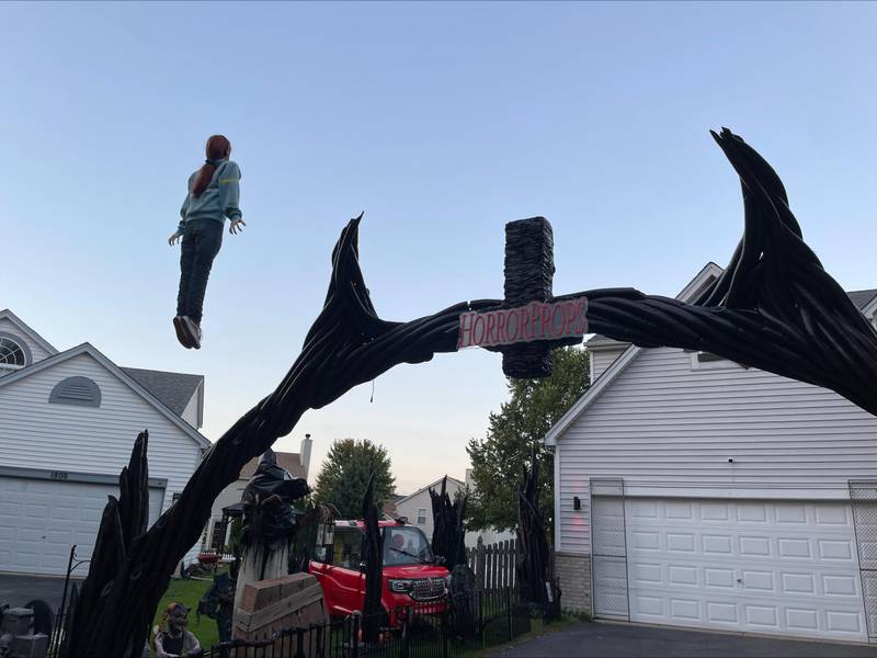 The floating Max Mayfield prop, based on a character of the Netflix hit series "Stranger Things," is back as a main attraction at Dave and Audrey Appel's home Halloween display at1806 Whispering Oaks Court, Plainfield.