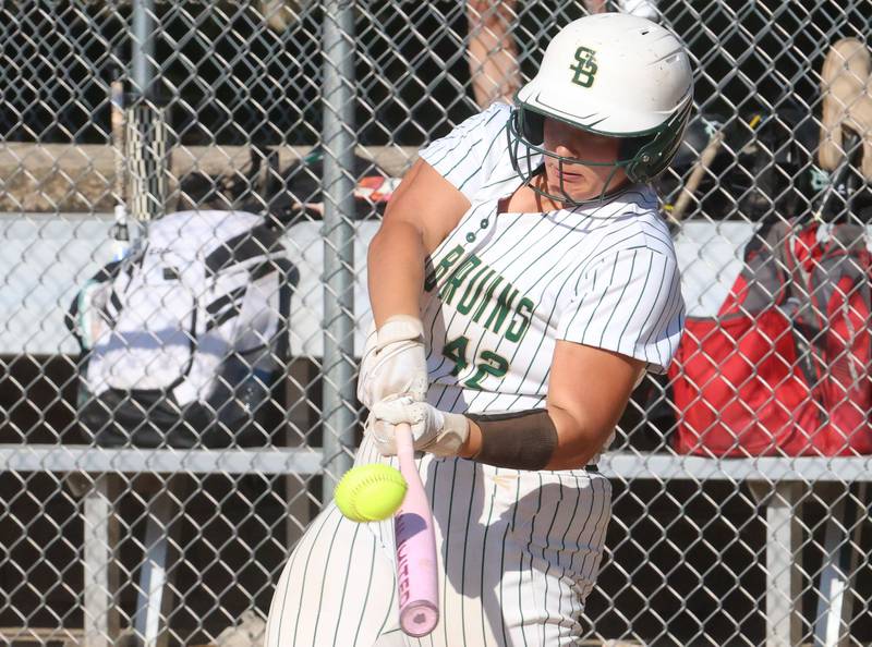 St. Bede's Ava Balestri hits a home run with this swing against Dwight on Friday, May 15, 2026 at St. Bede Academy.