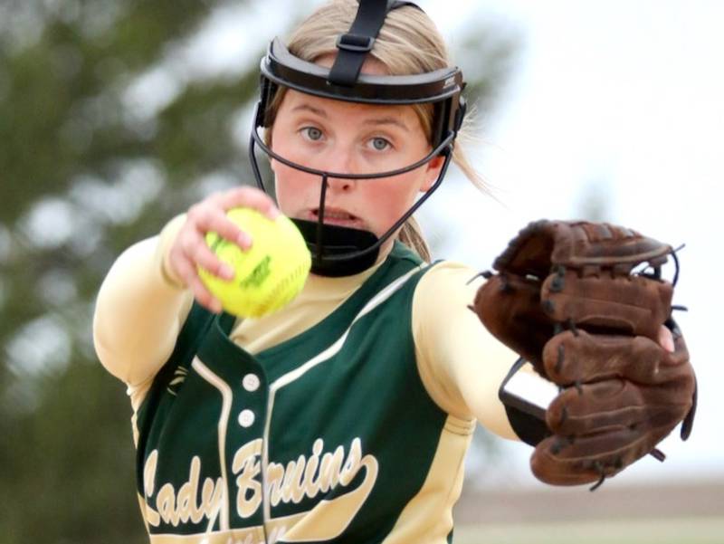 St. Bede's Payge Pyzka delivers a pitch against Bureau Valley Monday.