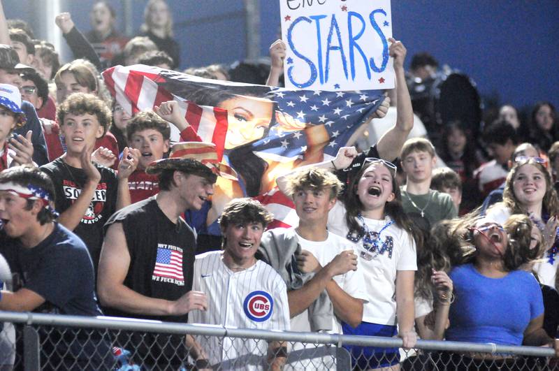 Streator fans cheer during their home game against Coal City on Friday, Sept. 19, 2025 at Doug Dieken Stadium.