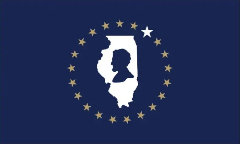 RELATIONSHIP TO ILLINOIS:
Ever since I was a kid, I’ve been proud to call Springfield my home. I come from generations of Illinoisans and have chosen to raise my family here as well. I’ve spent much of my life exploring the state and experiencing its wonders firsthand what I’ve found is there is much to what makes Illinois great: our rich history, our landscape, our variety of people and the places they live. My designs reflect these qualities in a way that can hopefully inspire others to share my pride for my home.

EXPLAIN THE MEANING BEHIND YOUR FLAG:
The outline of Abraham Lincoln symbolizes liberty, opportunity and the equality of all people. The outline of Illinois symbolizes the pride we share for our state. The circle of 21 stars represents our communal togetherness and honors our state being the 21st to join the USA. The white star symbolizes Chicago and its upper-right location. Dark blue represents our blue-collar attitude and industrial power. Gold represents our prairie and agricultural history. White represents our bright spirit.
