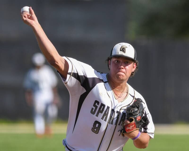 Sycamore's Matt Rosado (9) pitches during the game in Sycamore while taking on Morris High School on Wednesday May 1, 2024.
