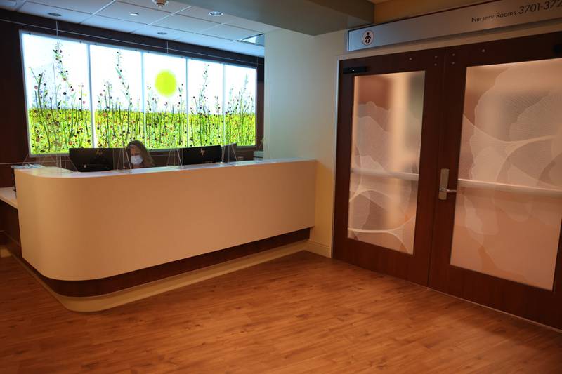 Unit Clerk Wendy Jay sits at the reception desk at the new NICU at Silver Cross Hospital in New Lenox. Tuesday, July 26, 2022 in New Lenox.