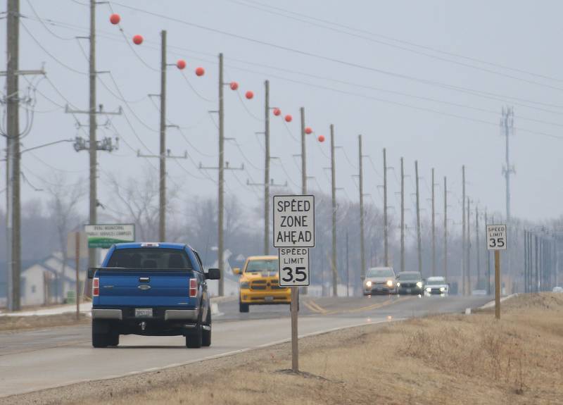 Traffic moves along Plank Road on Tuesday, March 3, 2026, in Peru. The City of Peru Committee of a Whole met on March 2 and agreed to increase the Plank Road speed limit from Midtown Road to near the Electric and Public Works building from 35 mph to 45 mph.