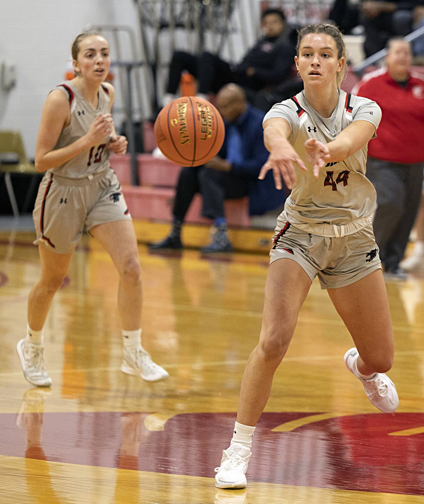 Sauk Valley College’s Ella Govig makes a pass against Rock Valley Tuesday, Nov. 21, 2023 at SVCC.