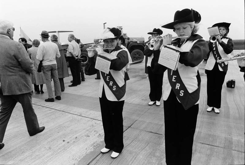 The L-P Cavalier Marching Band plays during the grand opening of the Illinois Valley Regional Airport on Friday, Oct. 18, 1985 in Peru.