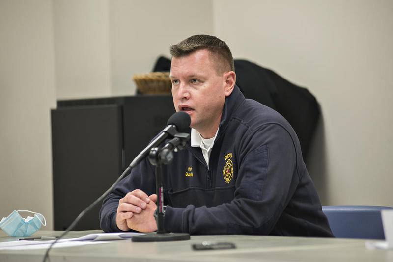 Dixon City fire chief Ryan Buskohl speaks on a panel of health experts about the ongoing COVID-19 crisis.