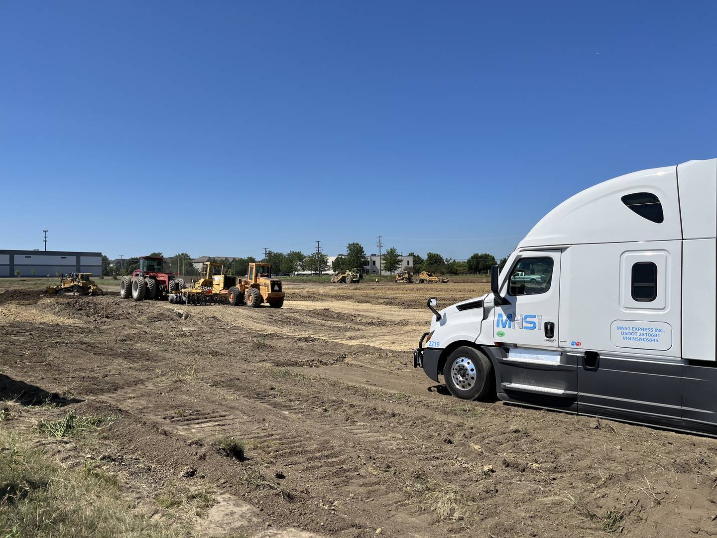 An MNS1 Express truck tractor at the site for the new location for MNS1 Express in Plainfield on Thursday, July 14, 2022.