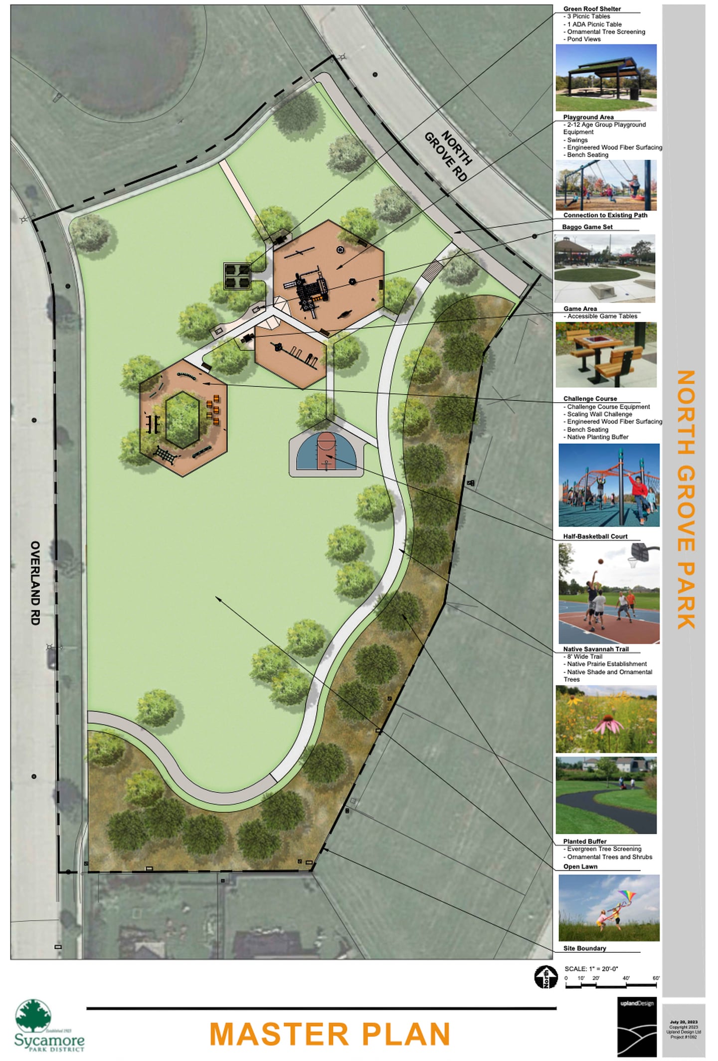 The master plan for North Grove Crossing neighborhood park, provided by the Sycamore Park District.