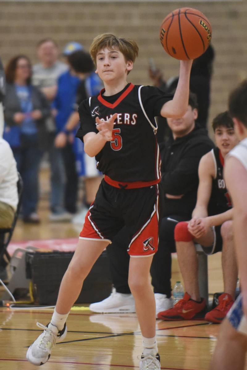 Bradley-Bourbonnais' Everett Schierholz makes a pass during the IHSA Special Olympics Unified Basketball Division 1 State championship game against Mt. Vernon Saturday, March 15, 2025 at the University of Illinois Activities and Recreation Center.
