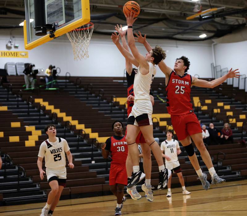 Prairie Ridge's Eli Loeding goes up for a shot against South Elgin earlier this season at Jacobs High School in Algonquin.
