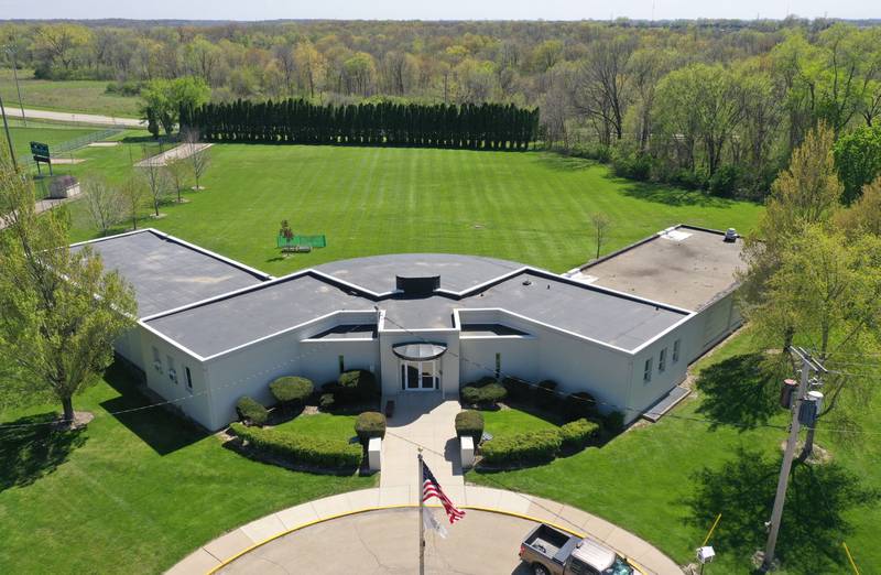 An aerial view of the Dickinson House on Wednesday, April 24, 2024 in Oglesby.