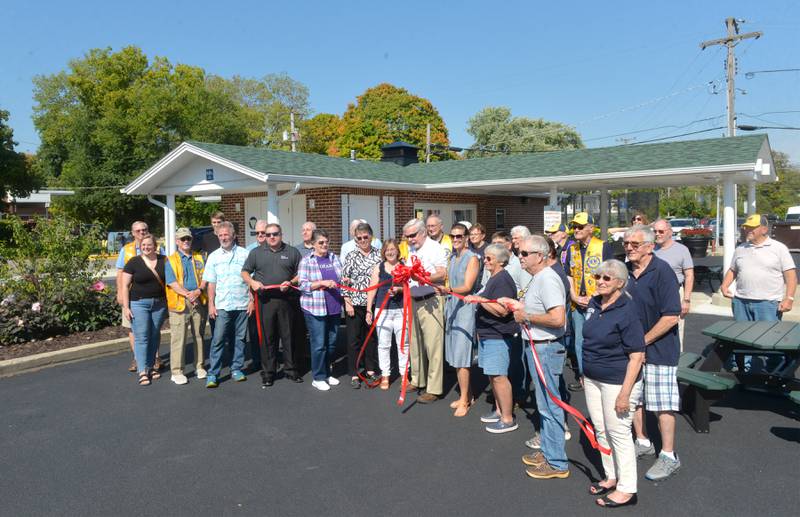 The new Sarah Phelps Community Plaza was dedicated Saturday, Sept. 30, 2023 with a ribboncutting ceremony attended by city and service group officials. The new plaza will be used in downtown Oregon as a shared venue for community events.
