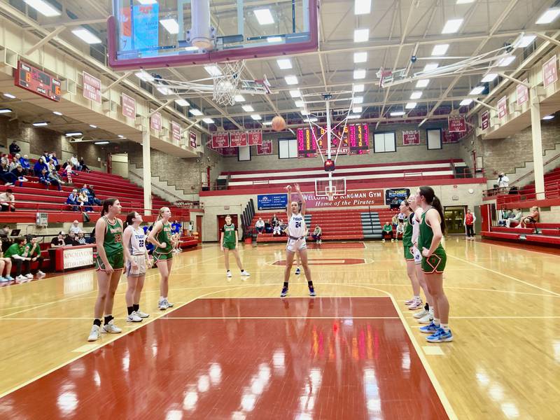 Princeton's Keighley Davis shoots a free thrown in Friday's tournament action at Ottawa's famed Kingman Gymnasium. The Tigresses defeated L-P 57-52 and added a 53-48 win over Joliet Catholic Academy to improve to 10-0 and win the Pool C title. The Tigresses will play at 7:30 p.m. Monday looking to advance to Tuesday's championship game.