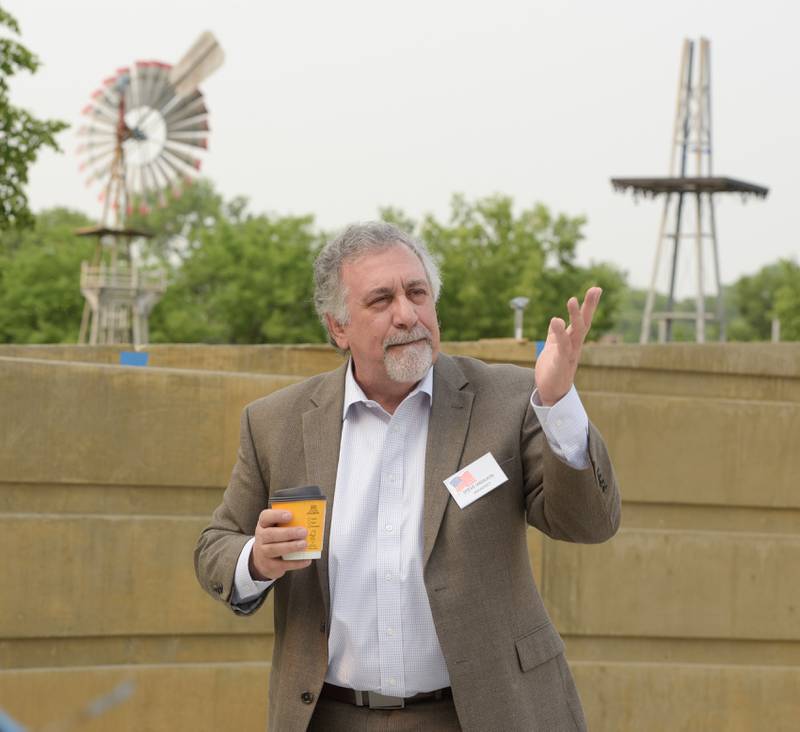 Architect Steve Vasilion gives a tour of Batavia's in progress Flag Day Monument on Wednesday, June 14, 2023.