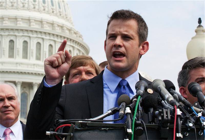 Rep. Adam Kinzinger, R-Ill., speaks during a news conference in July on Capitol Hill in Washington. Kinzinger is running for re-election, the big question is in which one of Illinois’ new 18 congressional districts.