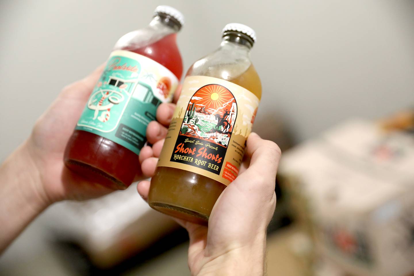 Sunset Soda co-founders Frank Schiffner (left) and Josh Carnell began producing small-batch artisanal sodas last March.