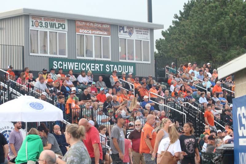 Fans attend the final home game during the Illinois Valley Pistol Shrimp season on Wednesday, Aug. 2, 2023 at Schweickert Stadium in Peru.