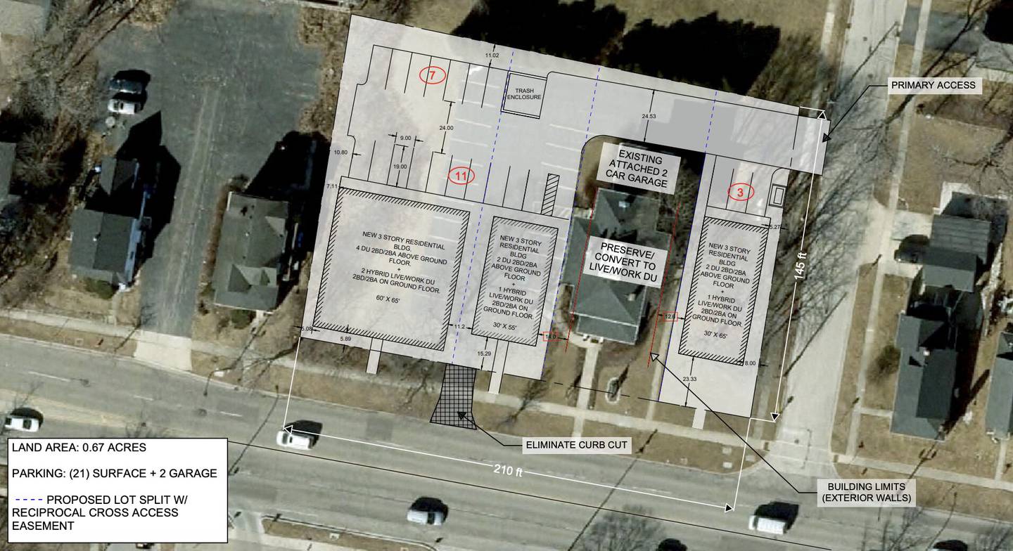 Albuquerque developer The Alteza Group, under contract to buy the historic Bennett House at 223 E. State St., Geneva is proposing a preservation and remodel of the existing space for residential and new construction for hybrid live-work units.  The City Council approved a resolution to consider TIF assistance for the property.