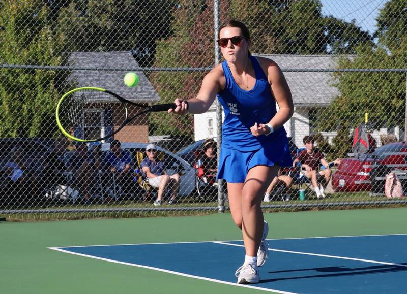 Caitlin Meyer makes a return for Princeton Thursday against Peoria Christian. She teamed with Nora Schneider for a 6-1, 6-0 win at No. 1 doubles.