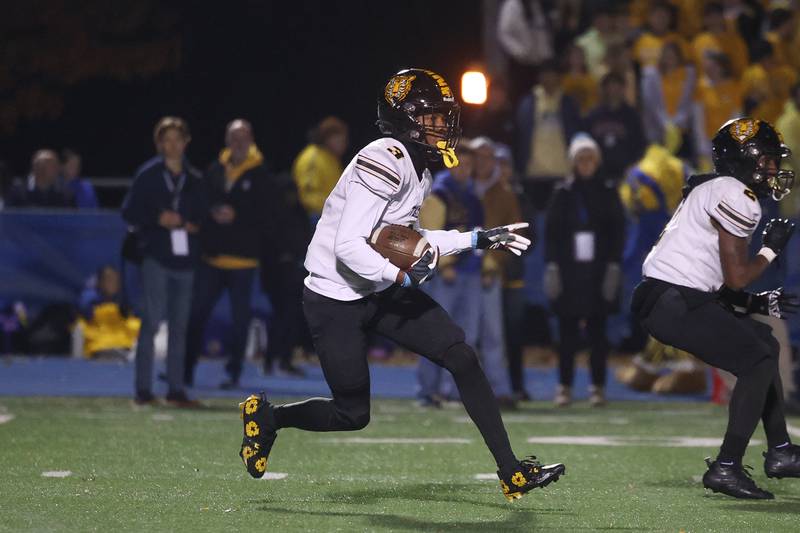 Joliet West’s Maison Glover returns a kick against Lyons Township in the first round of the playoffs on Friday, Nov. 1, 2024 in La Grange.