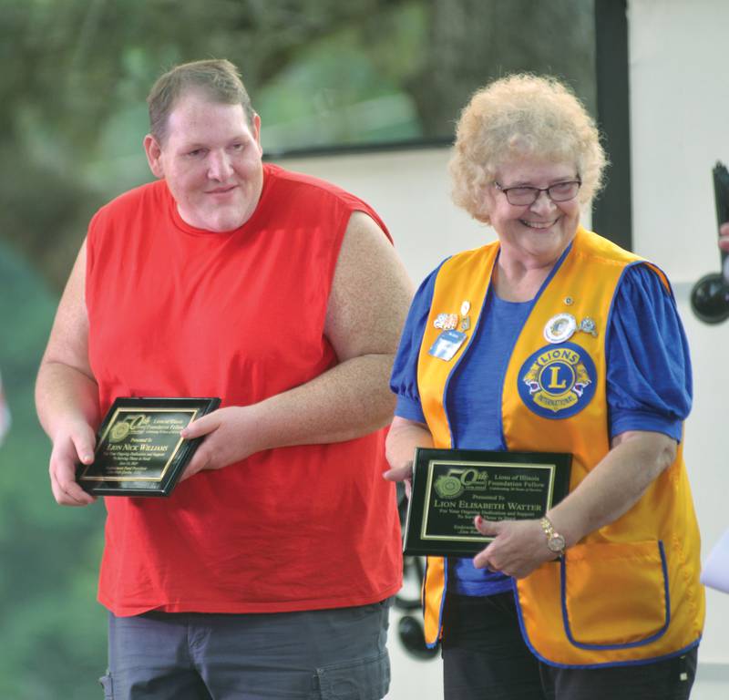 Lions Beth Watter and Nick Williams received awards during German Valley Days on Saturday, July 15, 2023.