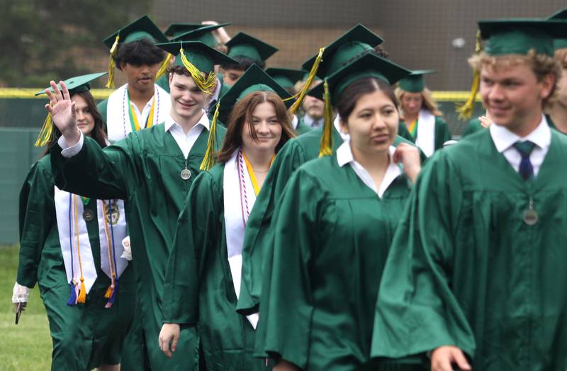 Members of the Class of 2025 march in for graduation at Crystal Lake South High School in Crystal Lake on Saturday, May 17, 2025.