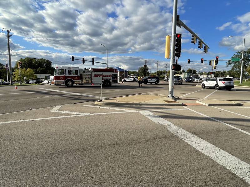 A motorcyclist was hospitalized with serious injuries Monday, Sept. 26, 2022 after a crash at DeKalb Avenue and Mercantile Drive in Sycamore, said Police Chief Jim Winters. (Photo provided by Sycamore Police Department)
