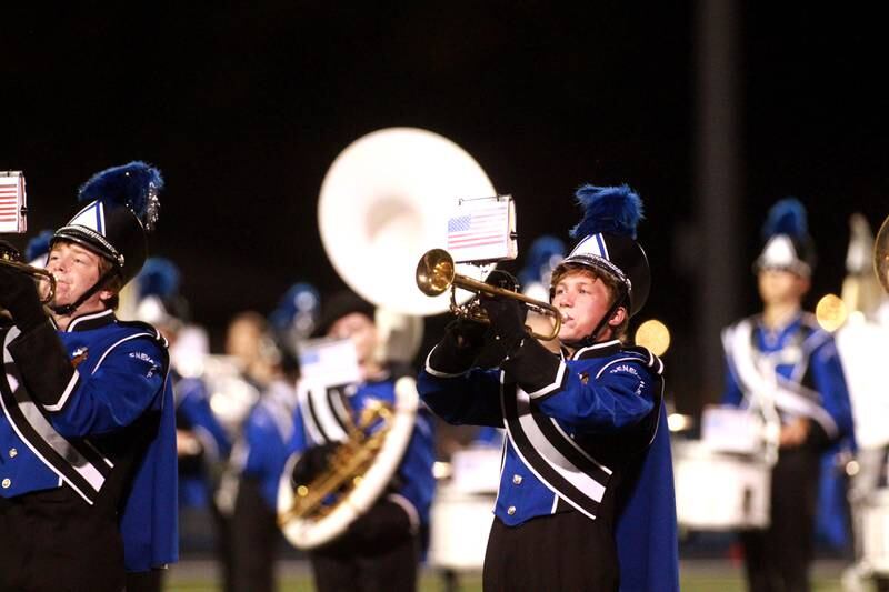 The Geneva High School Marching Band performs before a game against Wheaton North on Friday, Oct. 11, 2024 in Geneva.