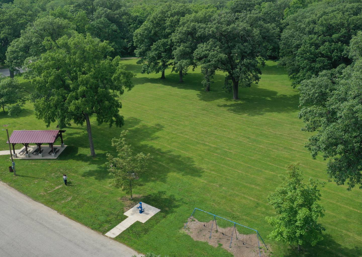 An aerial photo showing the site of a future playground of Logan's Oasis on Monday, June 16, 2025 at Marilla Park in Streator.