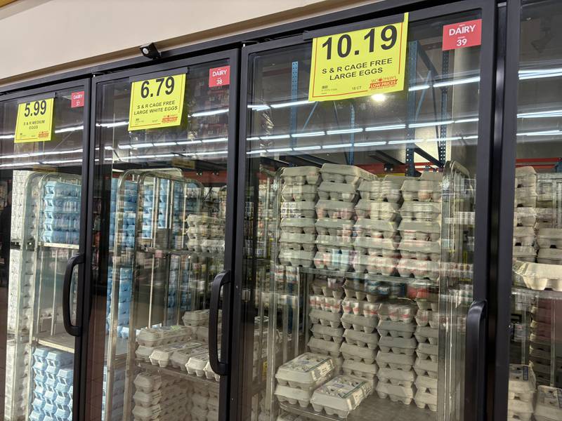 Eggs for sale at Woodman's in Lakemoor Wednesday, March 12, 2025.