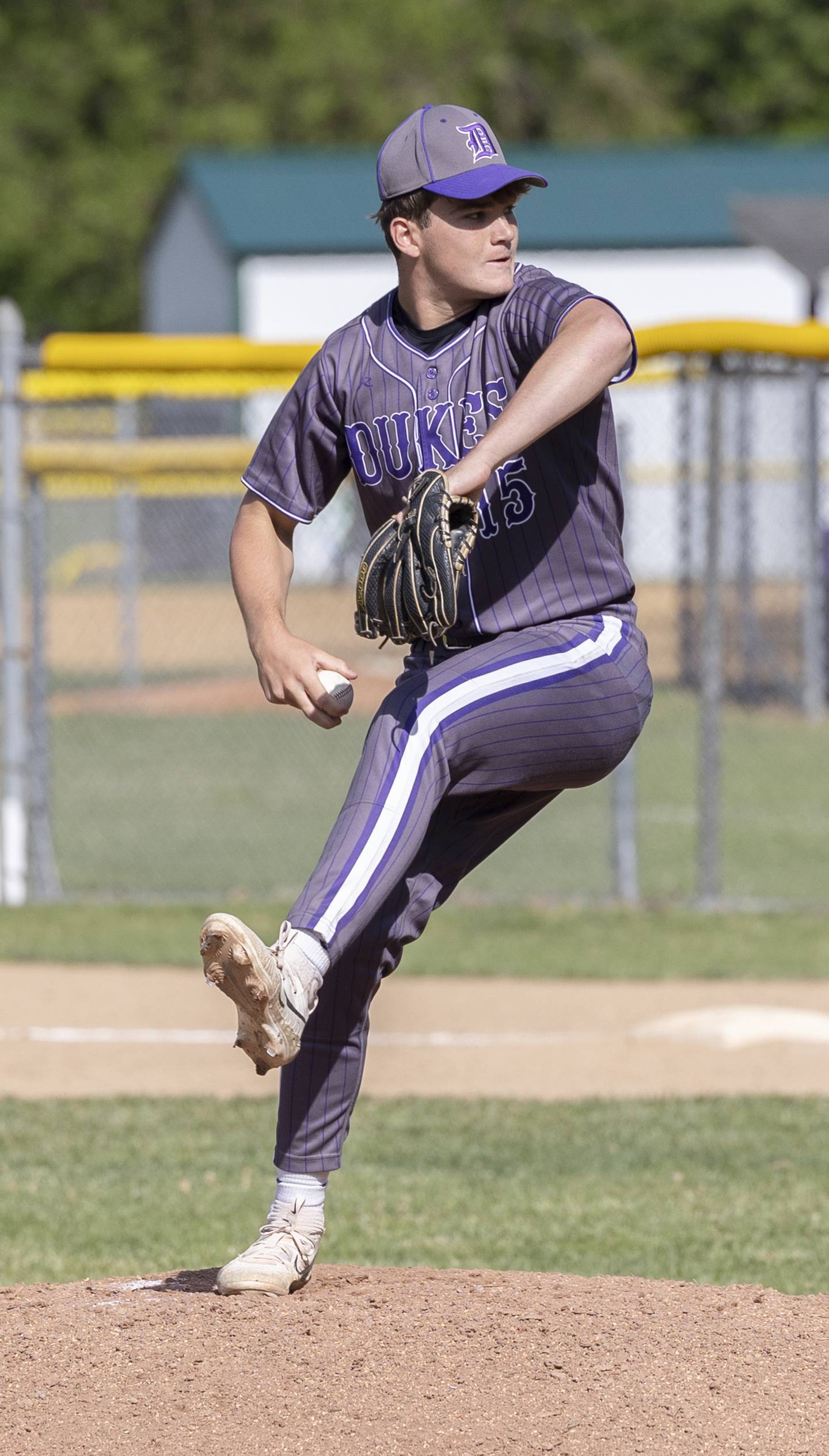 Dixon’s Daniel Fordham winds up for the pitch against Sterling Friday, May 23, 2025.