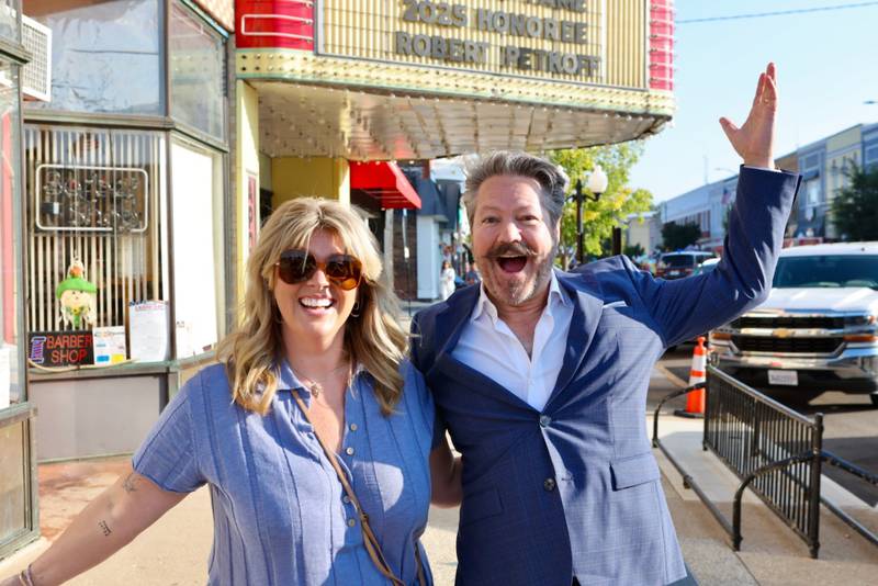 Princeton Tourism Director Victoria Yepsen joins actor Robert Petkoff during the "Walk of Fame" dedication on Thursday, Sept. 4, 2025 at the Apollo Theater in Princeton.