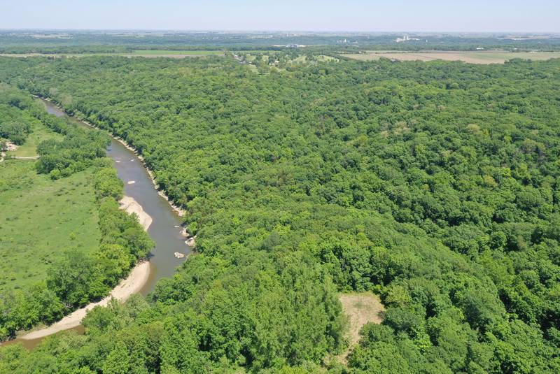 An aerial of the Vermilion River on Friday, May 26, 2023 in Matthiessen State Park in Oglesby. The land seen here is part of the 2,629 acres of land added to Starved Rock and Matthiessen state parks in 2018.
