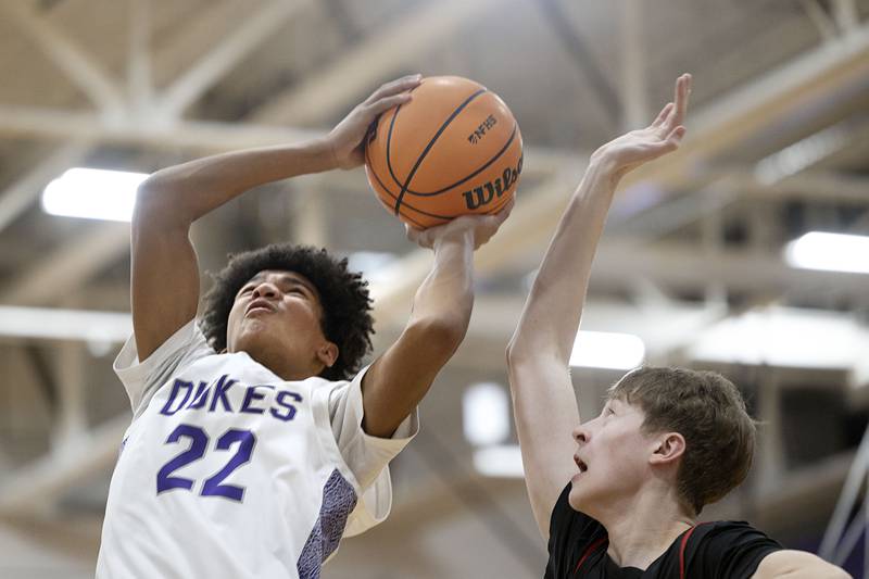 Dixon’s Xavion Jones puts up a shot against Stillman Valley Friday, Jan. 9, 2026.